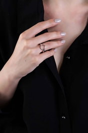 Heliophilia Silver Anillo de Zirconio Plateado con Longitud Ajustable